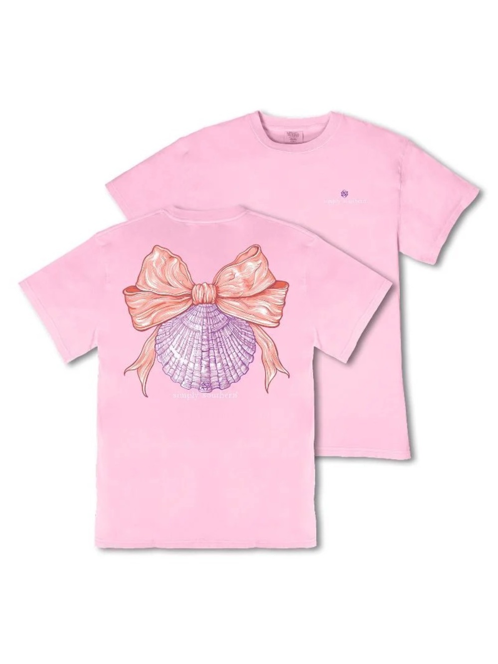 Simply Southern Sea Shell Bow Tee Women’s XL Pink T-shirt New Summer Beach